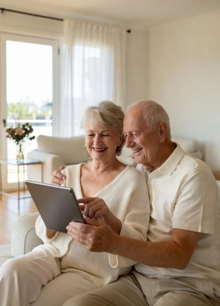 Senior Couple holding Tablet